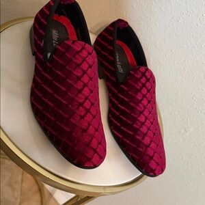 Men's Penny Slip-on Velvet Loafer Suede Dress Shoes Designer Wedding Shoes ,WINE